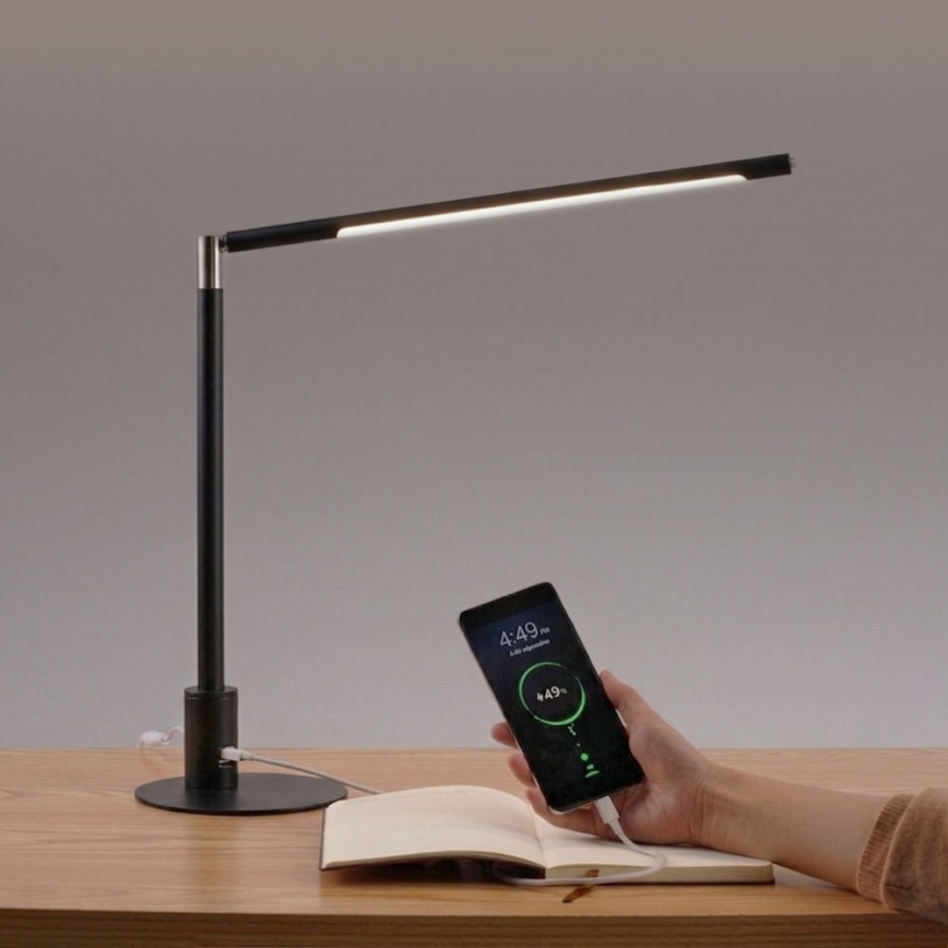 Brilagi - Lâmpada de mesa LED regulável com controlo tátil e portas USB VARIO LED/7W/230V 3000-6500K CRI 96 preta