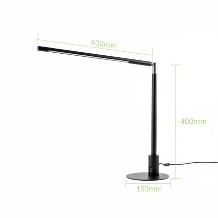Brilagi - Lâmpada de mesa LED regulável com controlo tátil e portas USB VARIO LED/7W/230V 3000-6500K CRI 96 preta