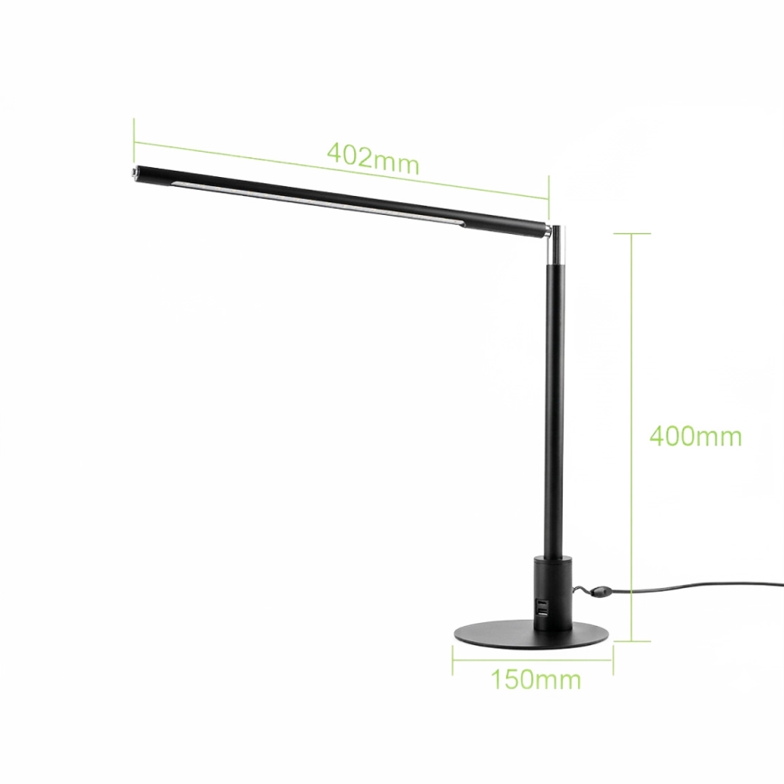 Brilagi - Lâmpada de mesa LED regulável com controlo tátil e portas USB VARIO LED/7W/230V 3000-6500K CRI 96 preta