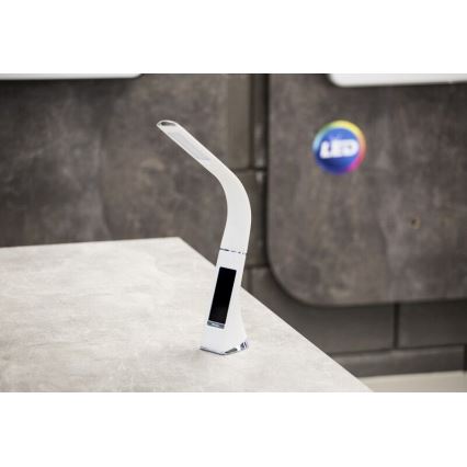 Brilagi - Candeeiro de mesa LED com regulação com uma display PELLE LED/7W/230V branco