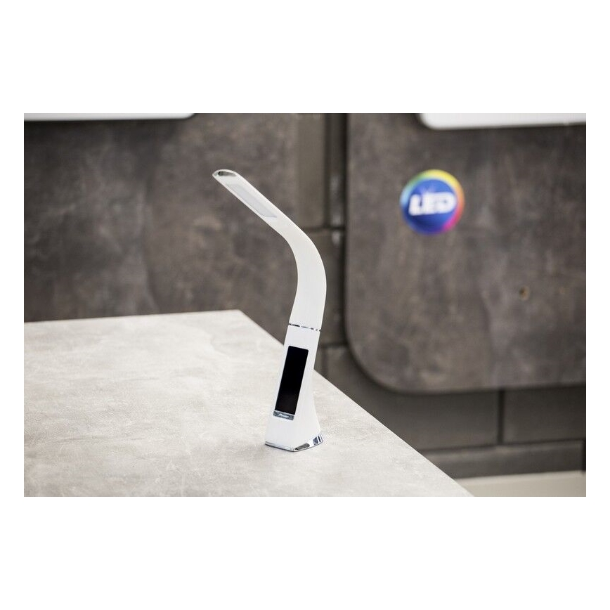 Brilagi - Candeeiro de mesa LED com regulação com uma display PELLE LED/7W/230V branco