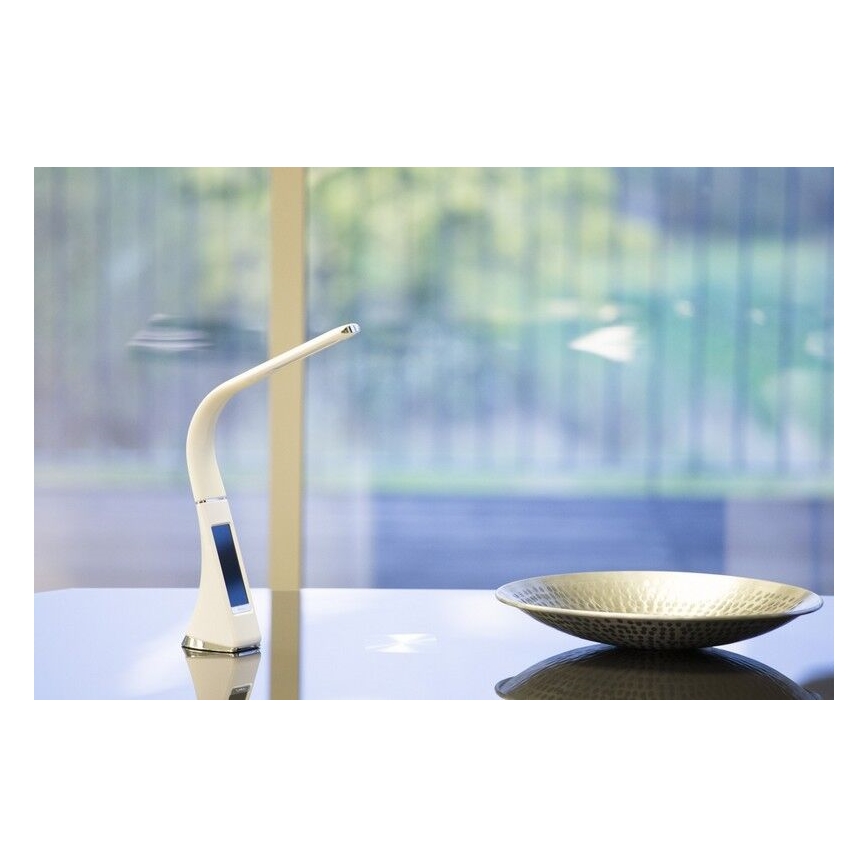 Brilagi - Candeeiro de mesa LED com regulação com uma display PELLE LED/7W/230V branco