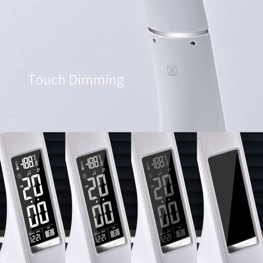 Brilagi - Candeeiro de mesa LED com regulação com uma display PELLE LED/7W/230V branco