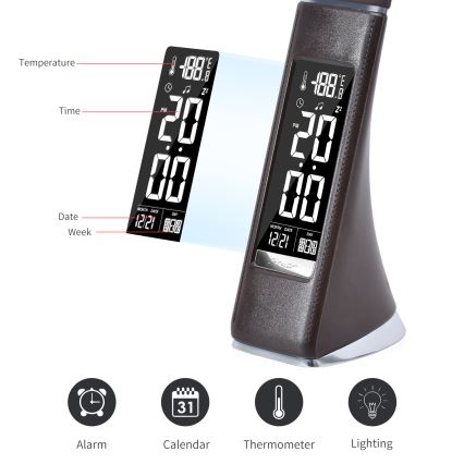 Brilagi - Candeeiro de mesa LED com regulação com uma display PELLE LED/7W/230V castanho