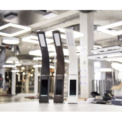 Brilagi - Candeeiro de mesa LED com regulação com uma display PELLE LED/7W/230V castanho