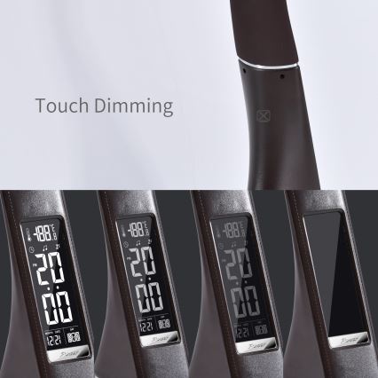 Brilagi - Candeeiro de mesa LED com regulação com uma display PELLE LED/7W/230V castanho