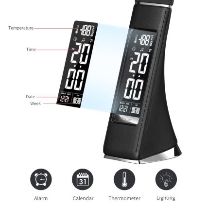 Brilagi - Candeeiro de mesa LED com regulação com uma display PELLE LED/7W/230V preto