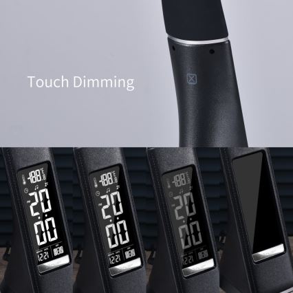 Brilagi - Candeeiro de mesa LED com regulação com uma display PELLE LED/7W/230V preto