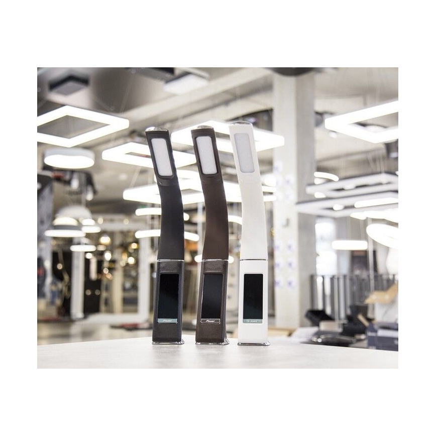 Brilagi - Candeeiro de mesa LED com regulação com uma display PELLE LED/7W/230V preto