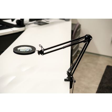 Brilagi - Candeeiro de mesa LED com regulação e lupa LENS LED/12W/5V 3000/4200/6000K preto