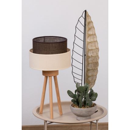 Brilagi - Candeeiro de mesa LED Estilo BOHO 1xE27/15W/230V creme/castanho