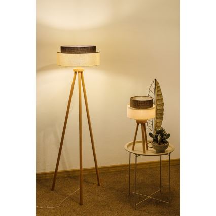 Brilagi - Candeeiro de mesa LED Estilo BOHO 1xE27/15W/230V creme/castanho