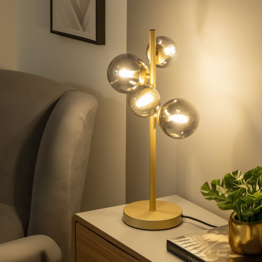 Brilagi - Candeeiro de mesa LED MILLA 4xG9/3W/230V dourado/fumado