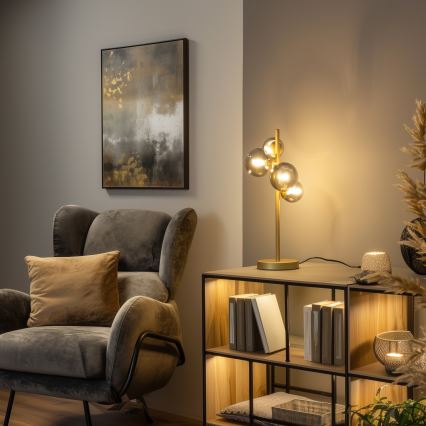 Brilagi - Candeeiro de mesa LED MILLA 4xG9/3W/230V dourado/fumado