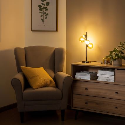 Brilagi - Candeeiro de mesa LED MILLA 4xG9/3W/230V preto cromado/dourado