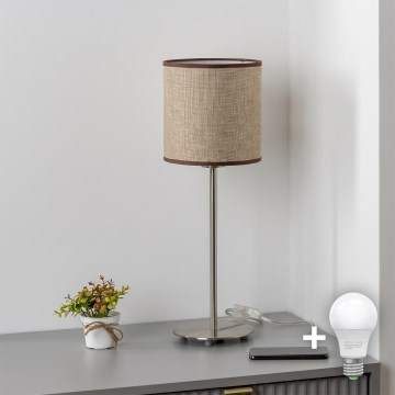 Brilagi - Candeeiro de mesa LED NUBILA 1xE27/60W/230V castanho
