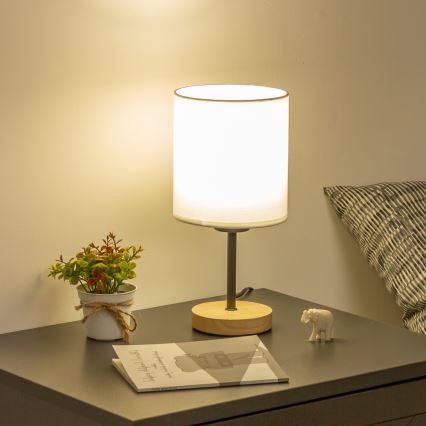 Brilagi - Candeeiro de mesa NUBILA WOOD 1xE27/25W/230V carvalho/branco