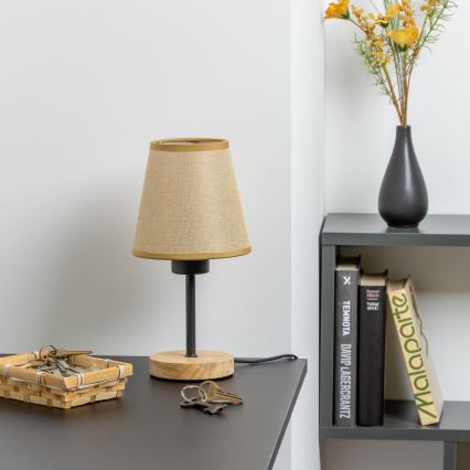 Brilagi - Candeeiro de mesa NUBILA WOOD 1xE27/25W/230V carvalho/castanho claro