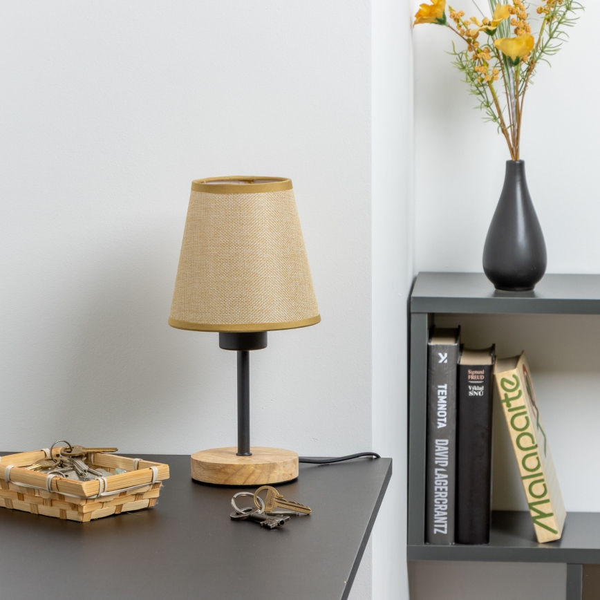 Brilagi - Candeeiro de mesa NUBILA WOOD 1xE27/25W/230V carvalho/castanho claro