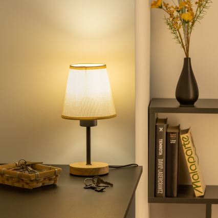 Brilagi - Candeeiro de mesa NUBILA WOOD 1xE27/25W/230V carvalho/castanho claro