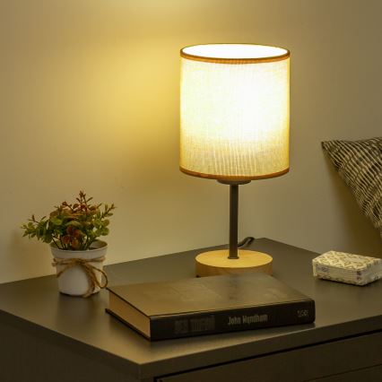 Brilagi - Candeeiro de mesa NUBILA WOOD 1xE27/25W/230V carvalho/castanho claro