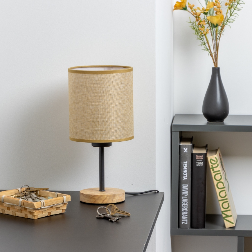 Brilagi - Candeeiro de mesa NUBILA WOOD 1xE27/25W/230V carvalho/castanho claro