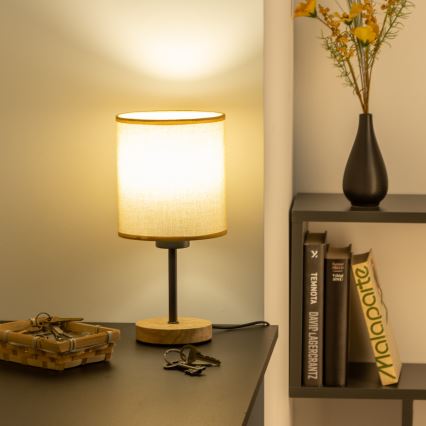 Brilagi - Candeeiro de mesa NUBILA WOOD 1xE27/25W/230V carvalho/castanho claro