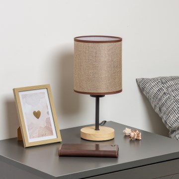 Brilagi - Candeeiro de mesa NUBILA WOOD 1xE27/25W/230V carvalho/castanho