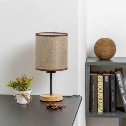 Brilagi - Candeeiro de mesa NUBILA WOOD 1xE27/25W/230V carvalho/castanho