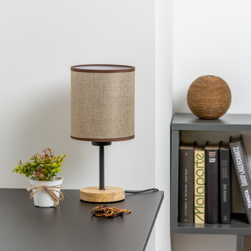 Brilagi - Candeeiro de mesa NUBILA WOOD 1xE27/25W/230V carvalho/castanho