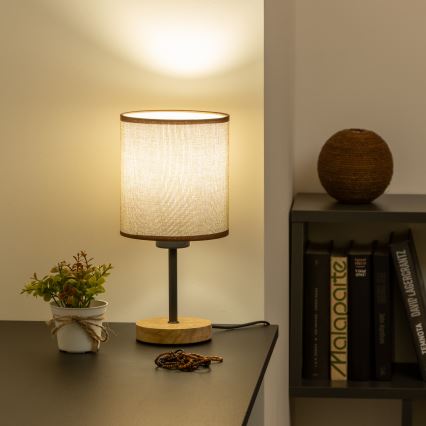 Brilagi - Candeeiro de mesa NUBILA WOOD 1xE27/25W/230V carvalho/castanho