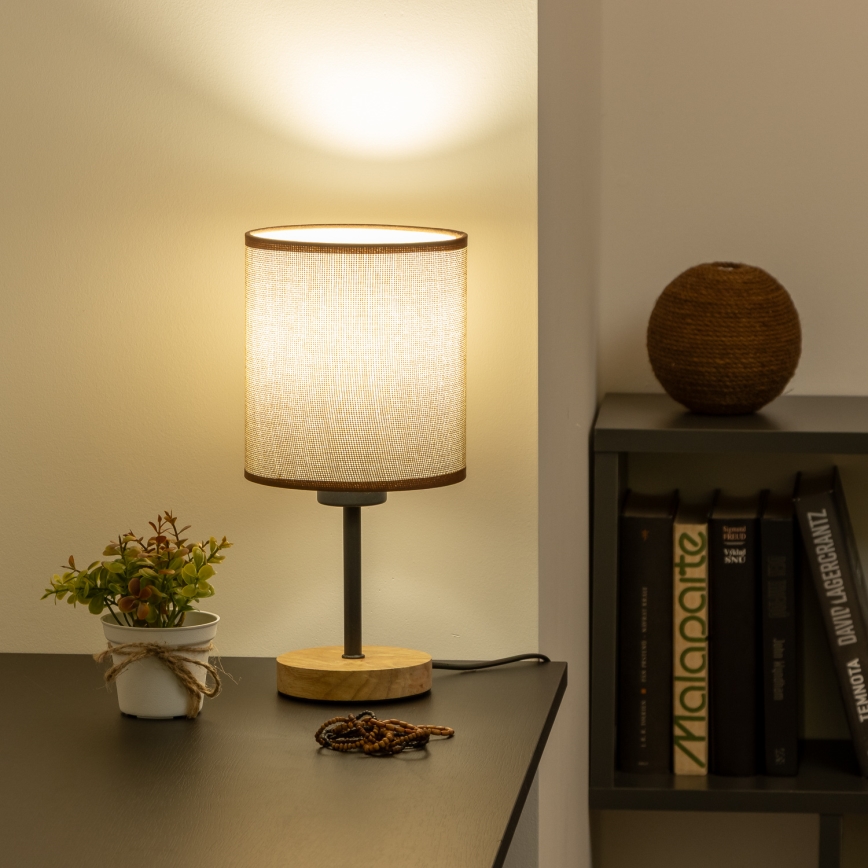 Brilagi - Candeeiro de mesa NUBILA WOOD 1xE27/25W/230V carvalho/castanho