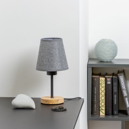 Brilagi - Candeeiro de mesa NUBILA WOOD 1xE27/25W/230V carvalho/cinzento