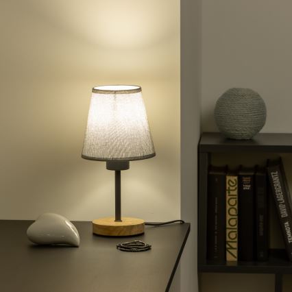 Brilagi - Candeeiro de mesa NUBILA WOOD 1xE27/25W/230V carvalho/cinzento