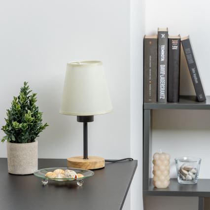 Brilagi - Candeeiro de mesa NUBILA WOOD 1xE27/25W/230V carvalho/creme