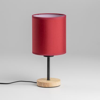 Brilagi - Candeeiro de mesa NUBILA WOOD 1xE27/25W/230V carvalho/Pompeiano vermelho