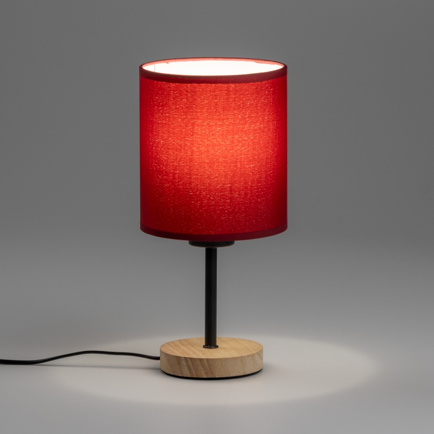 Brilagi - Candeeiro de mesa NUBILA WOOD 1xE27/25W/230V carvalho/Pompeiano vermelho