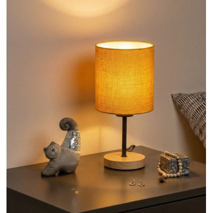 Brilagi - Candeeiro de mesa NUBILA WOOD 1xE27/25W/230V carvalho/preto/amarelo