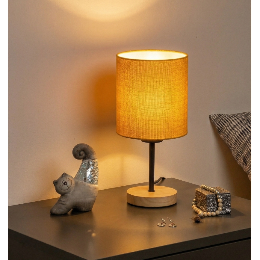 Brilagi - Candeeiro de mesa NUBILA WOOD 1xE27/25W/230V carvalho/preto/amarelo