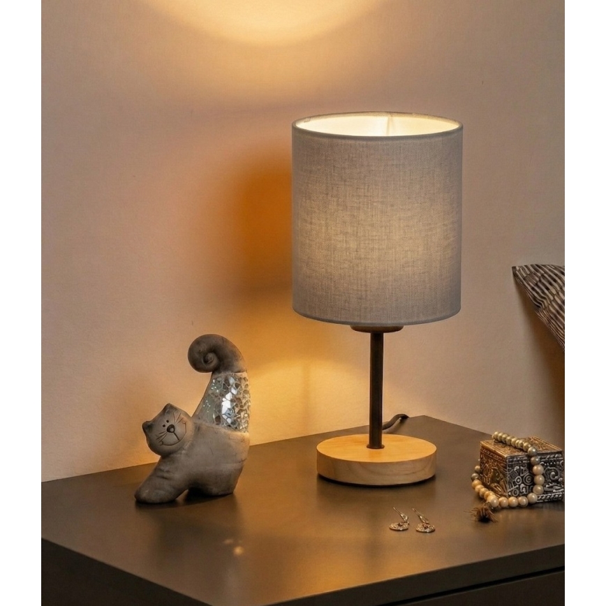 Brilagi - Candeeiro de mesa NUBILA WOOD 1xE27/25W/230V carvalho/preto/cinzento claro
