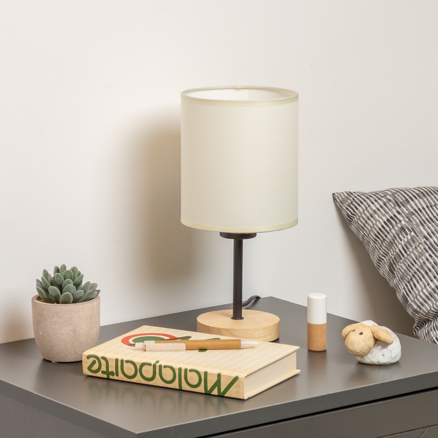 Brilagi - Candeeiro de mesa NUBILA WOOD 1xE27/25W/230V carvalho/preto/creme