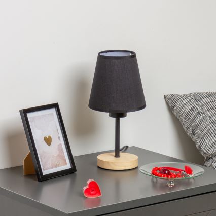 Brilagi - Candeeiro de mesa NUBILA WOOD 1xE27/25W/230V carvalho/preto