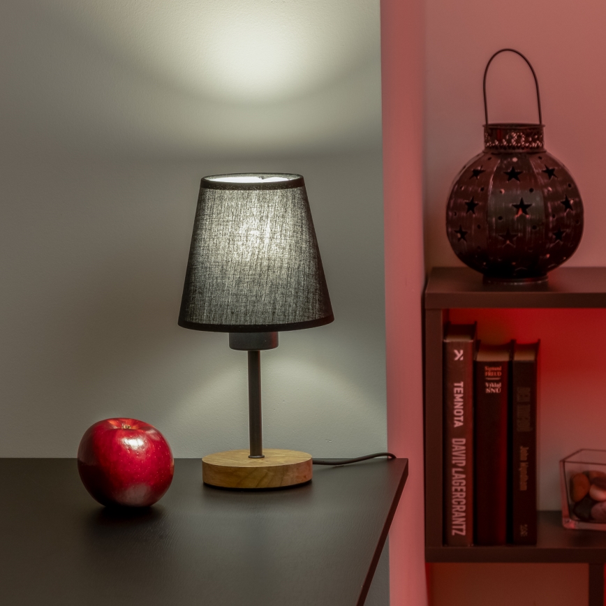 Brilagi - Candeeiro de mesa NUBILA WOOD 1xE27/25W/230V carvalho/preto