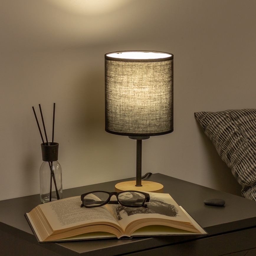 Brilagi - Candeeiro de mesa NUBILA WOOD 1xE27/25W/230V carvalho/preto