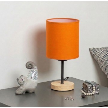 Brilagi - Candeeiro de mesa NUBILA WOOD 1xE27/25W/230V carvalho/preto/laranja