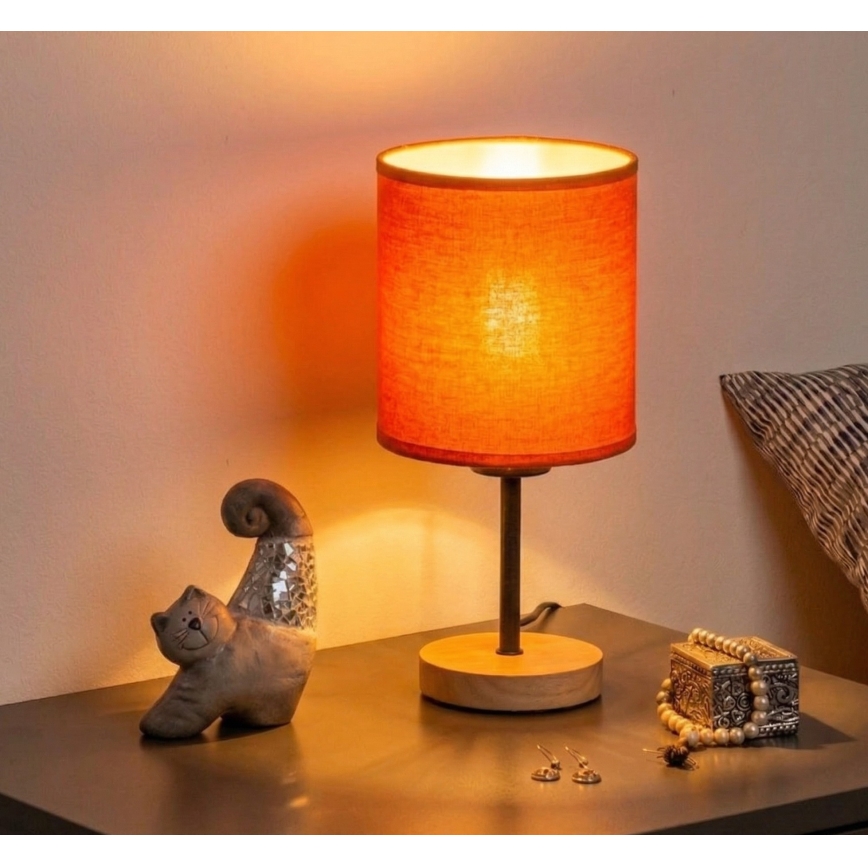 Brilagi - Candeeiro de mesa NUBILA WOOD 1xE27/25W/230V carvalho/preto/laranja