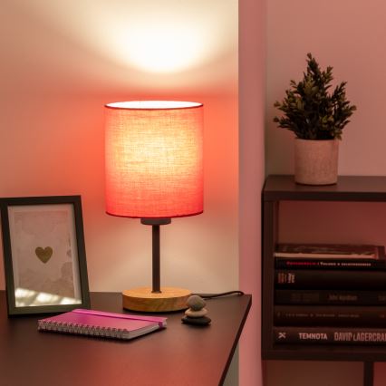 Brilagi - Candeeiro de mesa NUBILA WOOD 1xE27/25W/230V carvalho/rosa