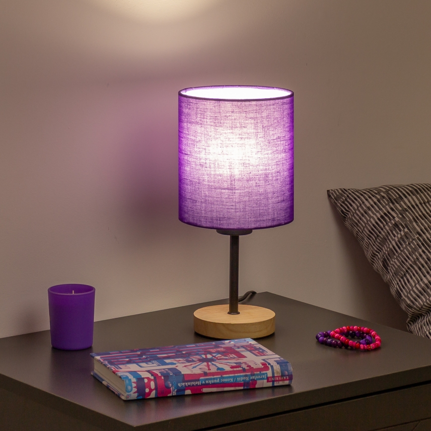 Brilagi - Candeeiro de mesa NUBILA WOOD 1xE27/25W/230V carvalho/roxo
