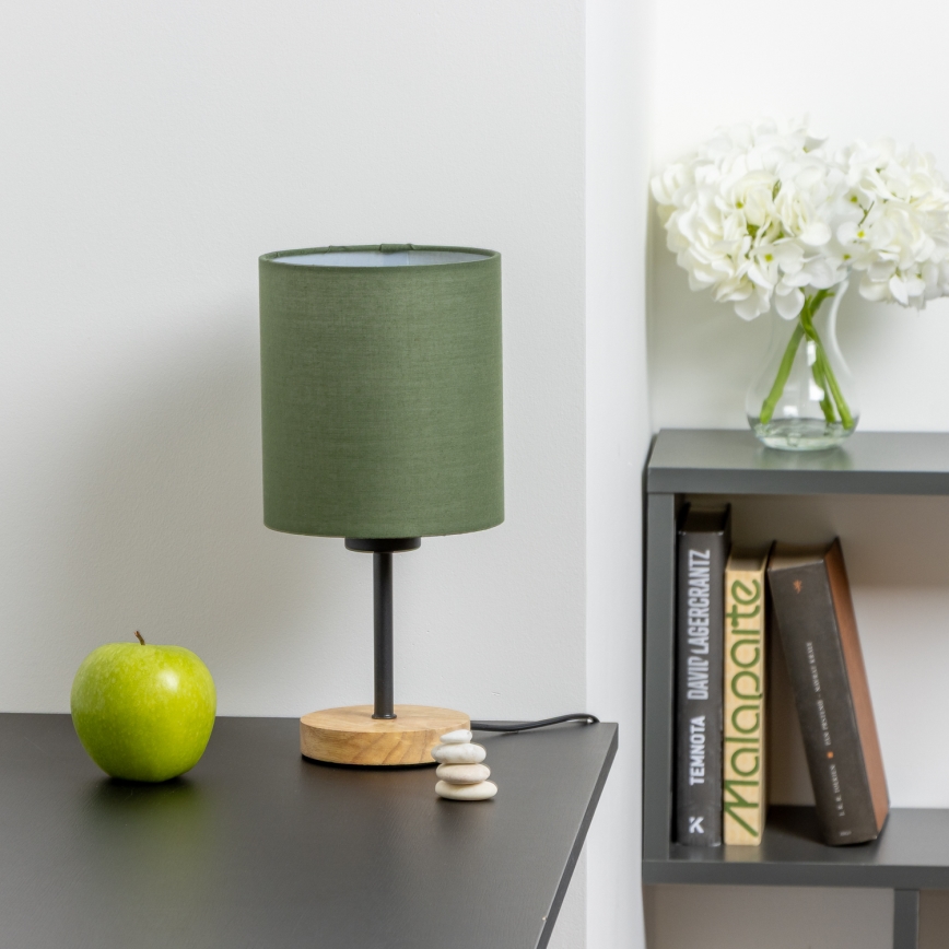 Brilagi - Candeeiro de mesa NUBILA WOOD 1xE27/25W/230V carvalho/verde