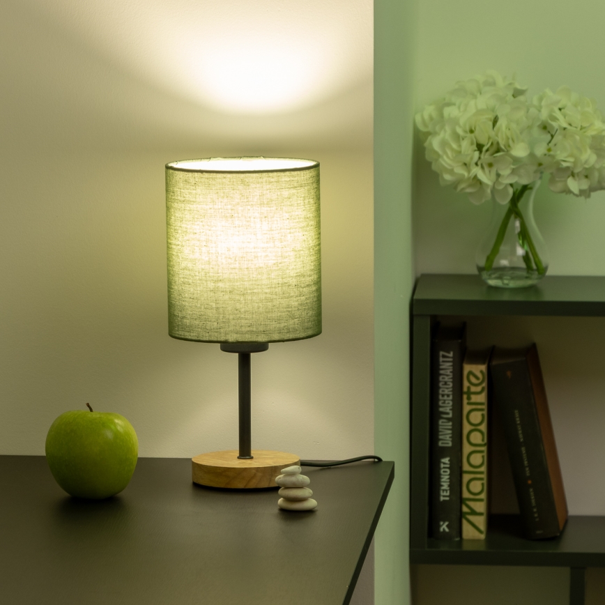 Brilagi - Candeeiro de mesa NUBILA WOOD 1xE27/25W/230V carvalho/verde